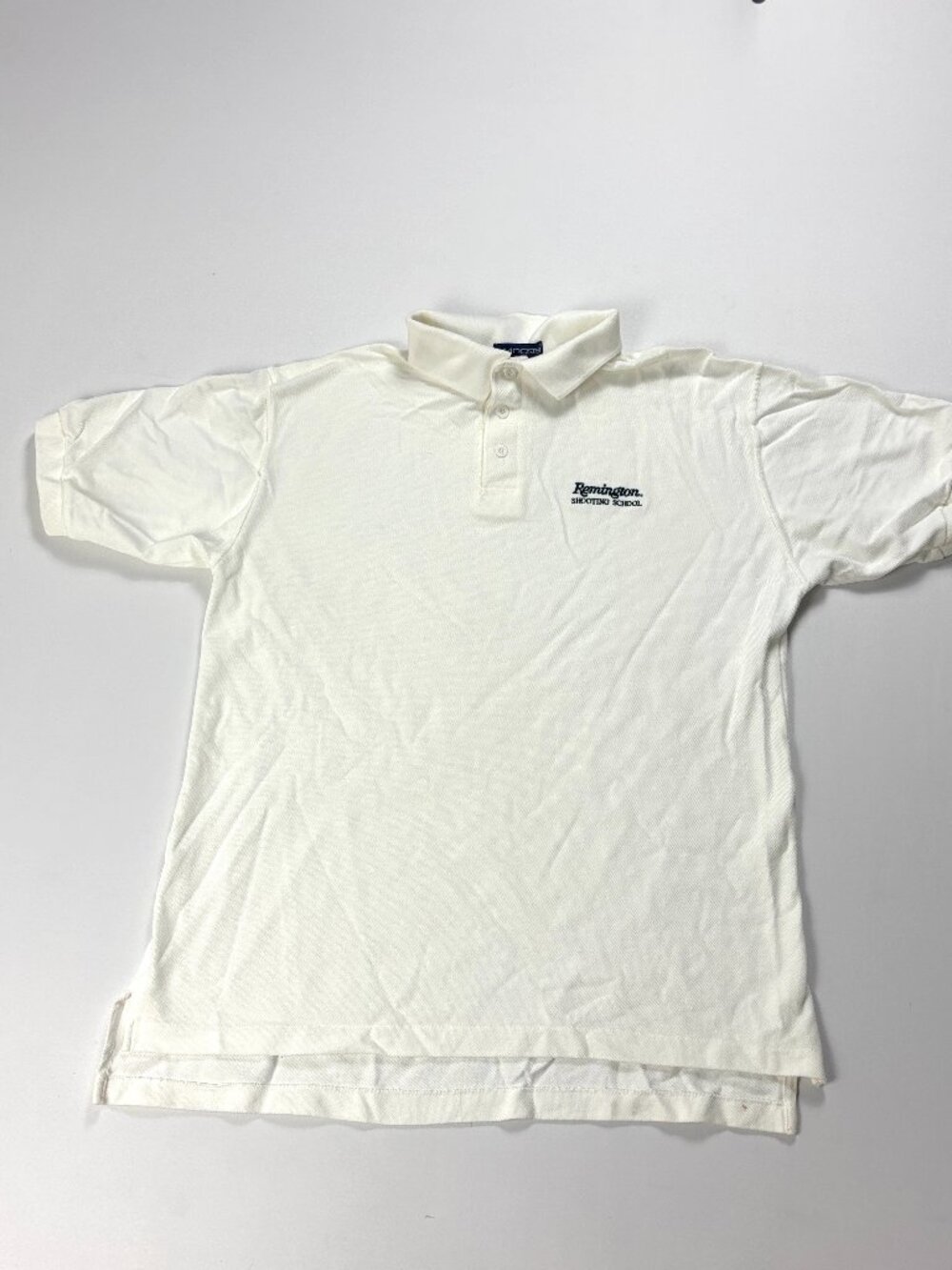 Vintage Remington Shooting School Polo Shirt White Sz L USA Swingster Hunting